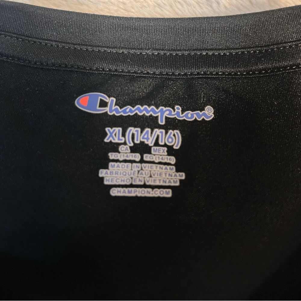 Champion Kids Black Tee with Blue and Orange Logo - Picture 6 of 6